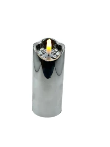 Świeca LED MAŁA SREBRNA 12,5CM. ciepłe światło