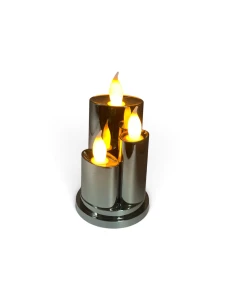  ŚWIECA LED POTRÓJNA ANTRACYTOWA 16CM CIEPŁE ŚWIATŁO ŚWIECY