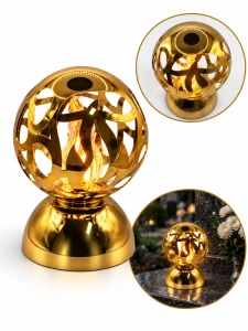 Lampion Kula CELERIS ZŁOTA Nowoczesna LED Ciepły Płomień na Grób