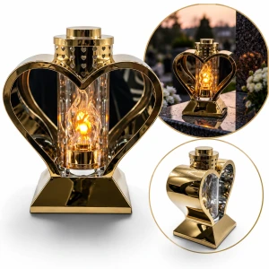 ZNICZ KAPLICZKA LATARENKA SERCE METALOWE ZŁOTE DUŻE 29CM ELEGANCKA