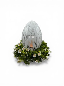 ZNICZ LED SZKLANA PISANKA ARTYSTYCZNA BIAŁA