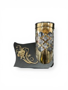 Znicz Kapliczka Solarna Złota Paris Metalowa Róża