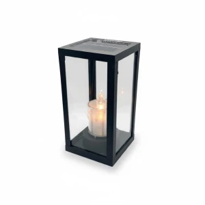 Znicz Latarnia Kapliczka Solarna Czarna LED Nowoczesna 20,5 cm